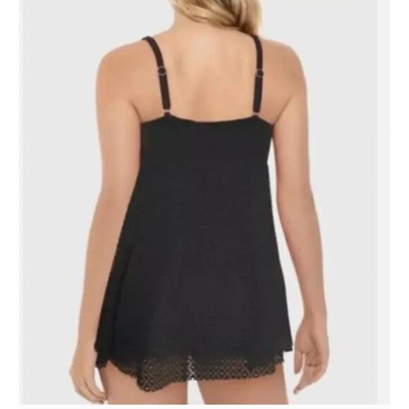 Swim Solutions Crochet Bow Front Black Swim Dress Size 8 New with tags - Picture 2 of 5